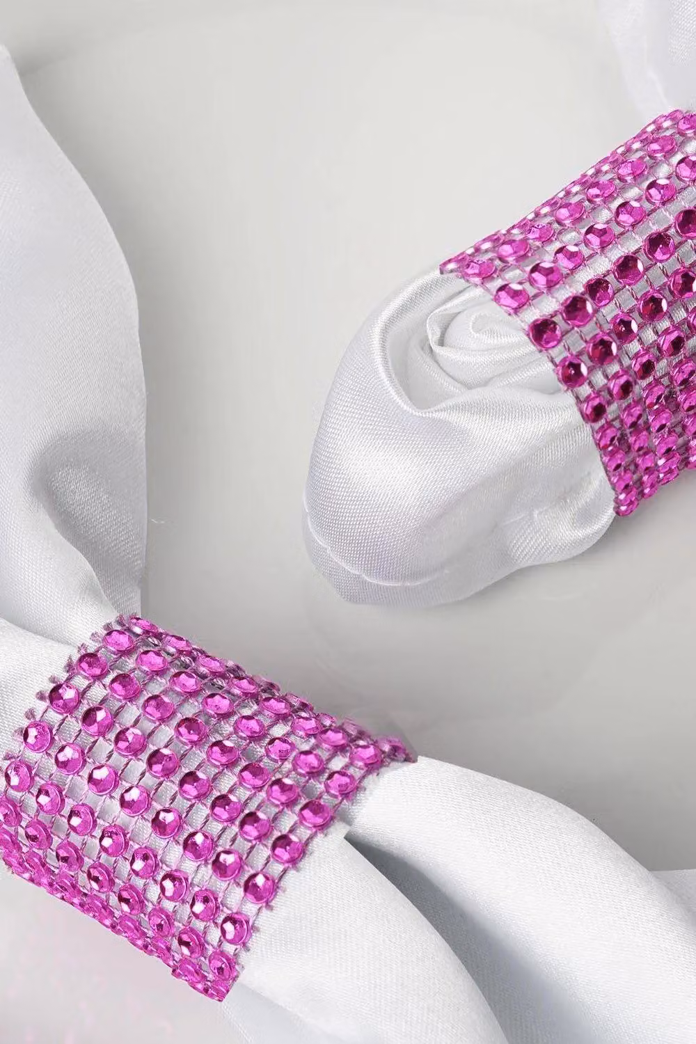 Neel Blue Set of 10 Dark Pink Stripe Buckle Napkin Rings for Table Decoration, W/D/H: 13 x 4 x 4 cm – 3
