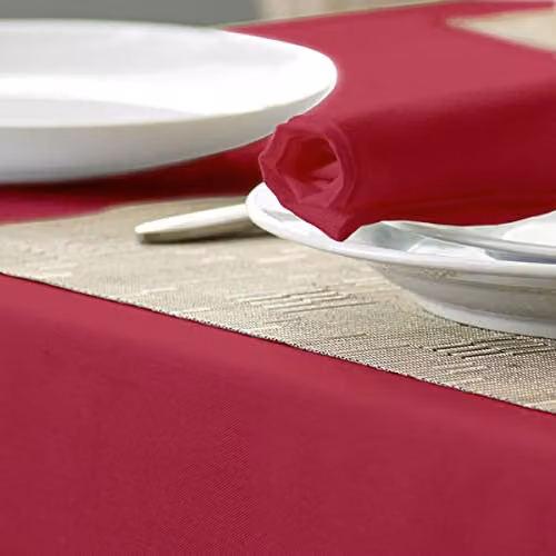 Vision Linens Plain Round Polyester Tablecloth in Red, Diameter: 173 cm – 3