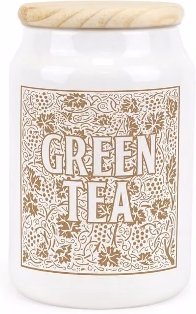 Purely Home Floral Ceramic Green Tea Storage Canister in Yellow and White
