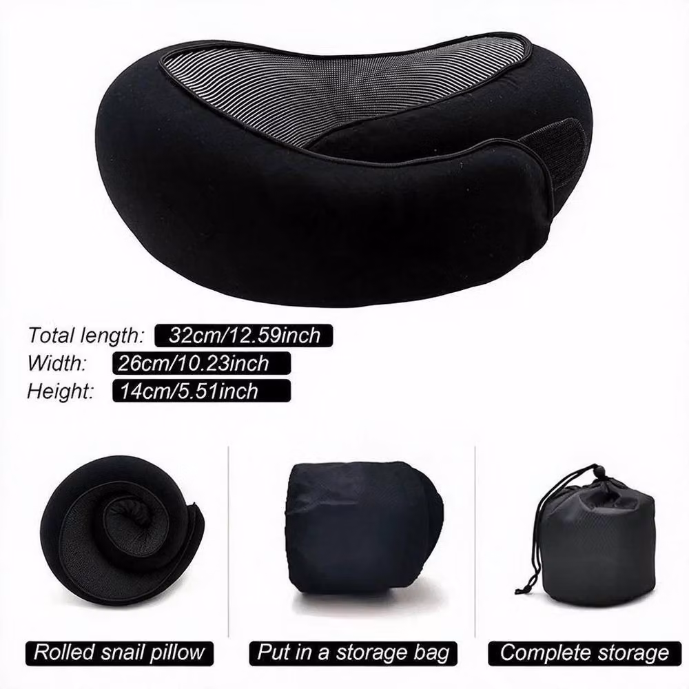 Nordara Black U-Shaped Memory Foam Travel Pillow for Neck and Shoulder Support – 2