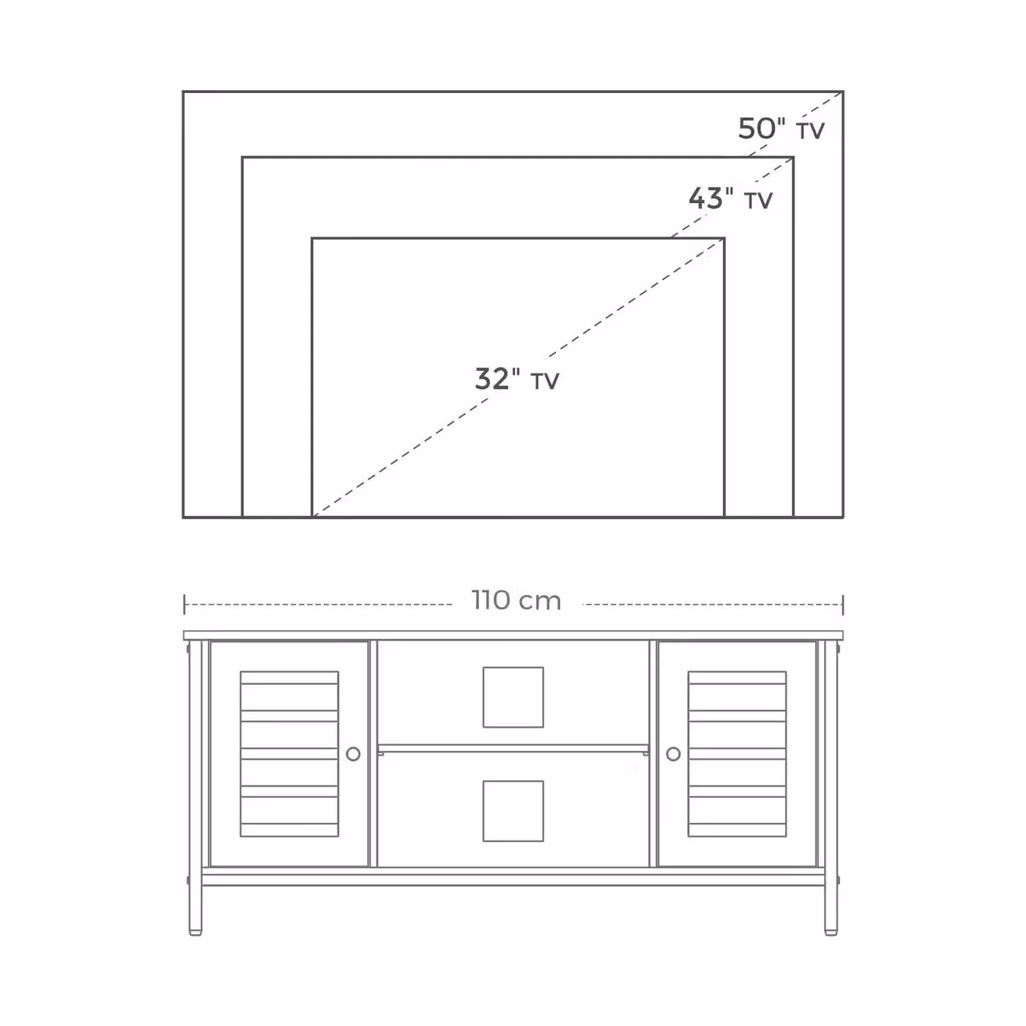 VASAGLE Industrial TV Stand Cabinet with Shelves and Louvered Doors in Brown – 6