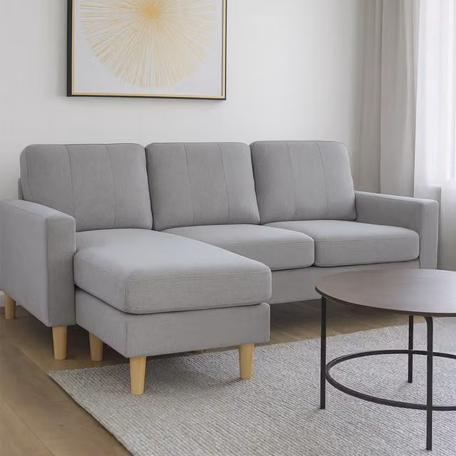 Aspire Pad Compact 3 Seater L-Shape Sofa with Reversible Chaise in Grey – 1