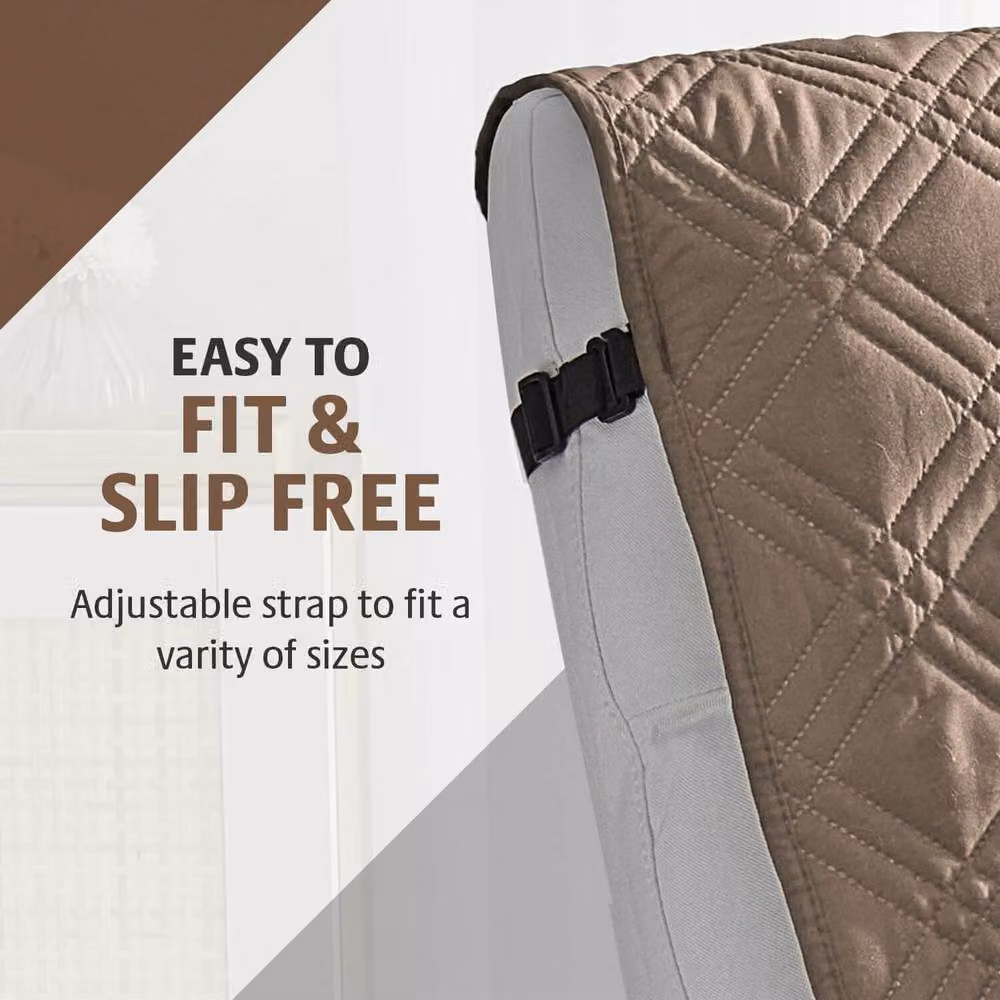 Coopers of Stortford Quilted Microfibre Recliner Cover with Side Pockets and Straps in Beige – 2