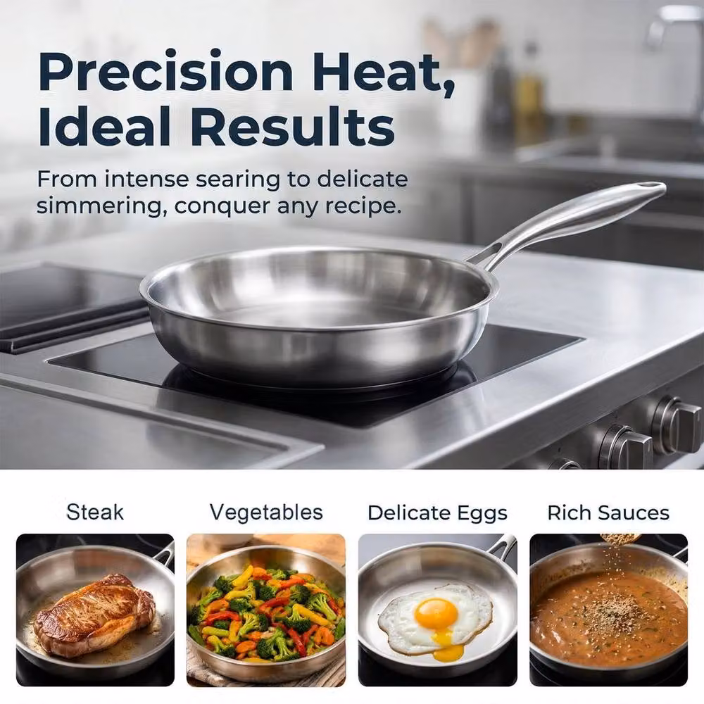 PAWNORA Stainless Steel Frying Pan, Silver, Diameter: 21.5 cm – 3