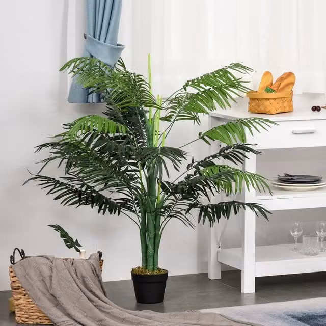 Outsunny Artificial Palm Tree with 18 Leaves and Pot, Green, Height: 125 cm