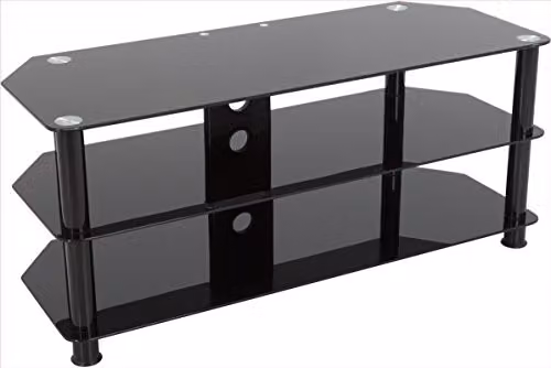AVF Black Glossy Glass Corner TV Stand for up to 55 Inch TVs, Width: 114 cm – 2
