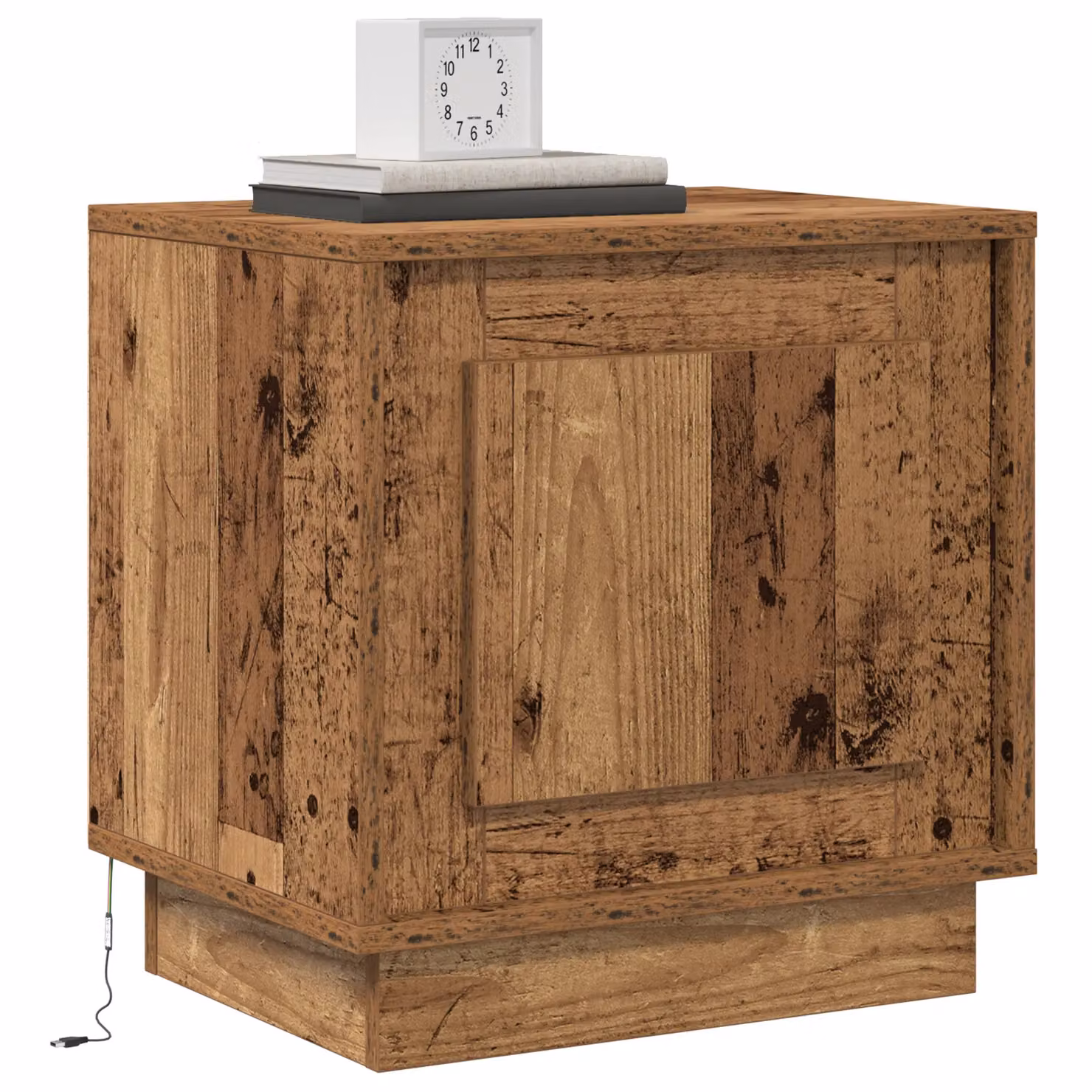 Berkfield Home Bedside Cabinet with Integrated LED Lights in Brown Rustic Wood, W: 44 cm, D: 34.5 cm, H: 45 cm – 2