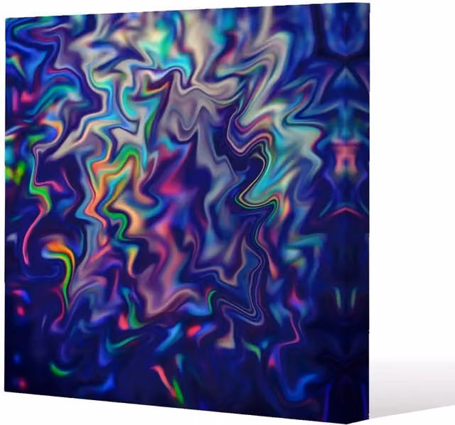 Benjamin Tate Design Psychedelic Marble Abstract Canvas Print, Multicolour, W/H: 20 x 20 cm