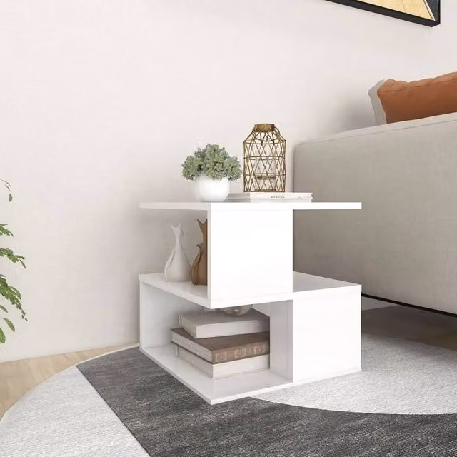 Berkfield Home Modern Square Side Table in White, W/D/H: 40 x 40 x 40 cm – 1