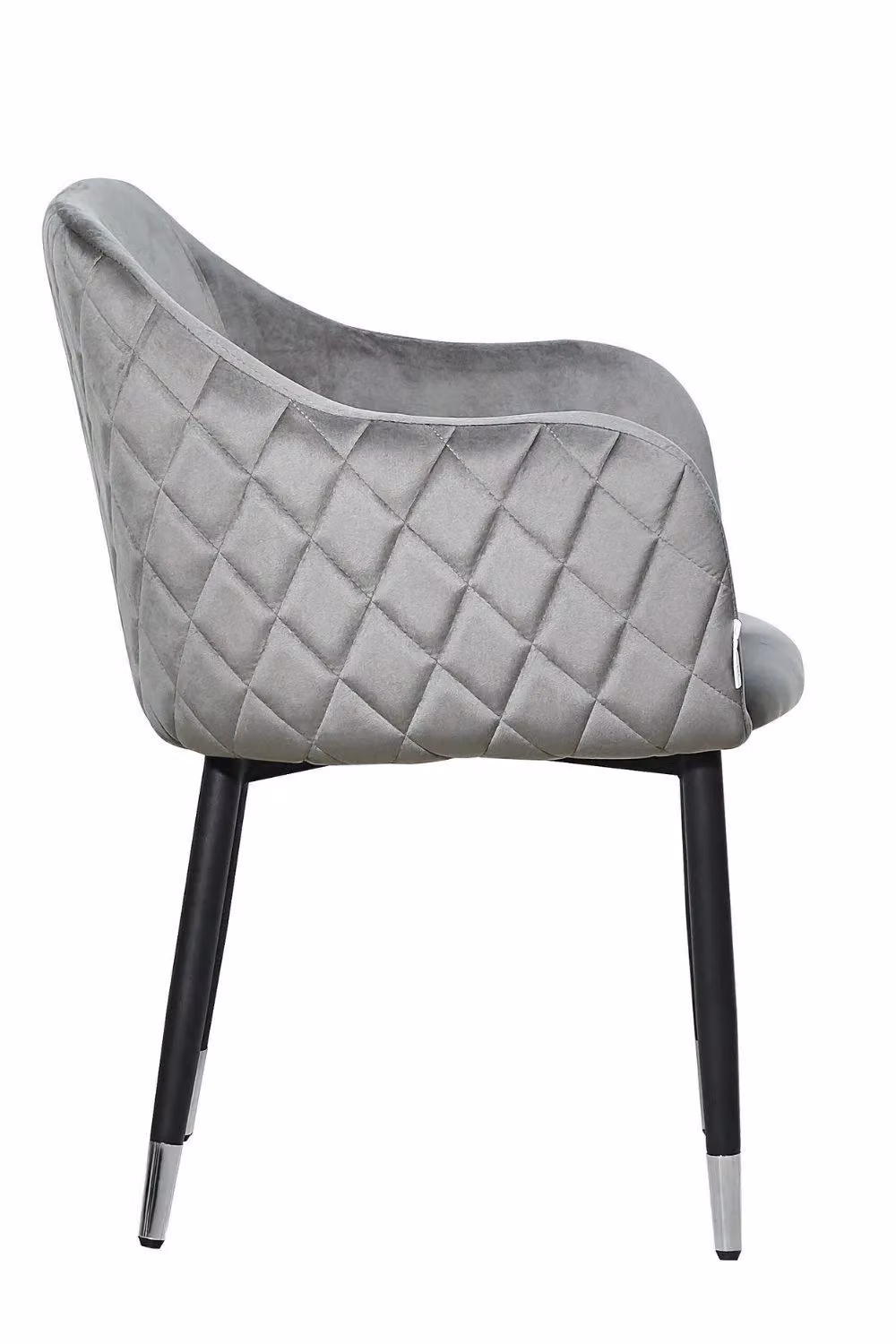 Life Interiors Verona Velvet Dining Chair with Quilted Back and Silver End Caps in Grey – 3