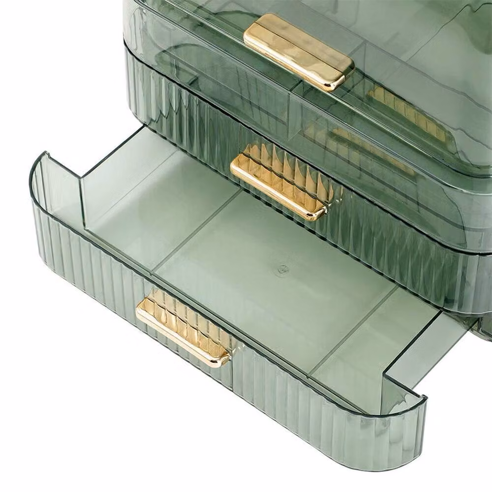 NESTLUNE Large Green Transparent Acrylic Makeup Organiser and Cosmetic Vanity Case Box – 5