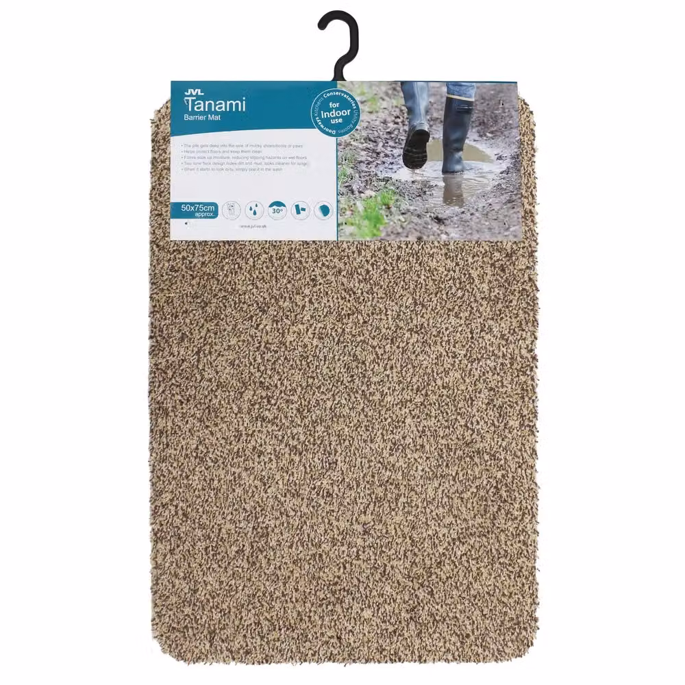 JVL Tanami Machine Washable Non-Slip Doormat Set of 2, Beige, W: 50 cm, D: 75 cm – 2