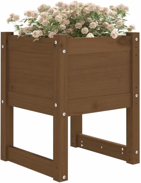 Berkfield Home Wood Planter Tub, Brown, W/D/H: 40 x 40 x 52.5 cm