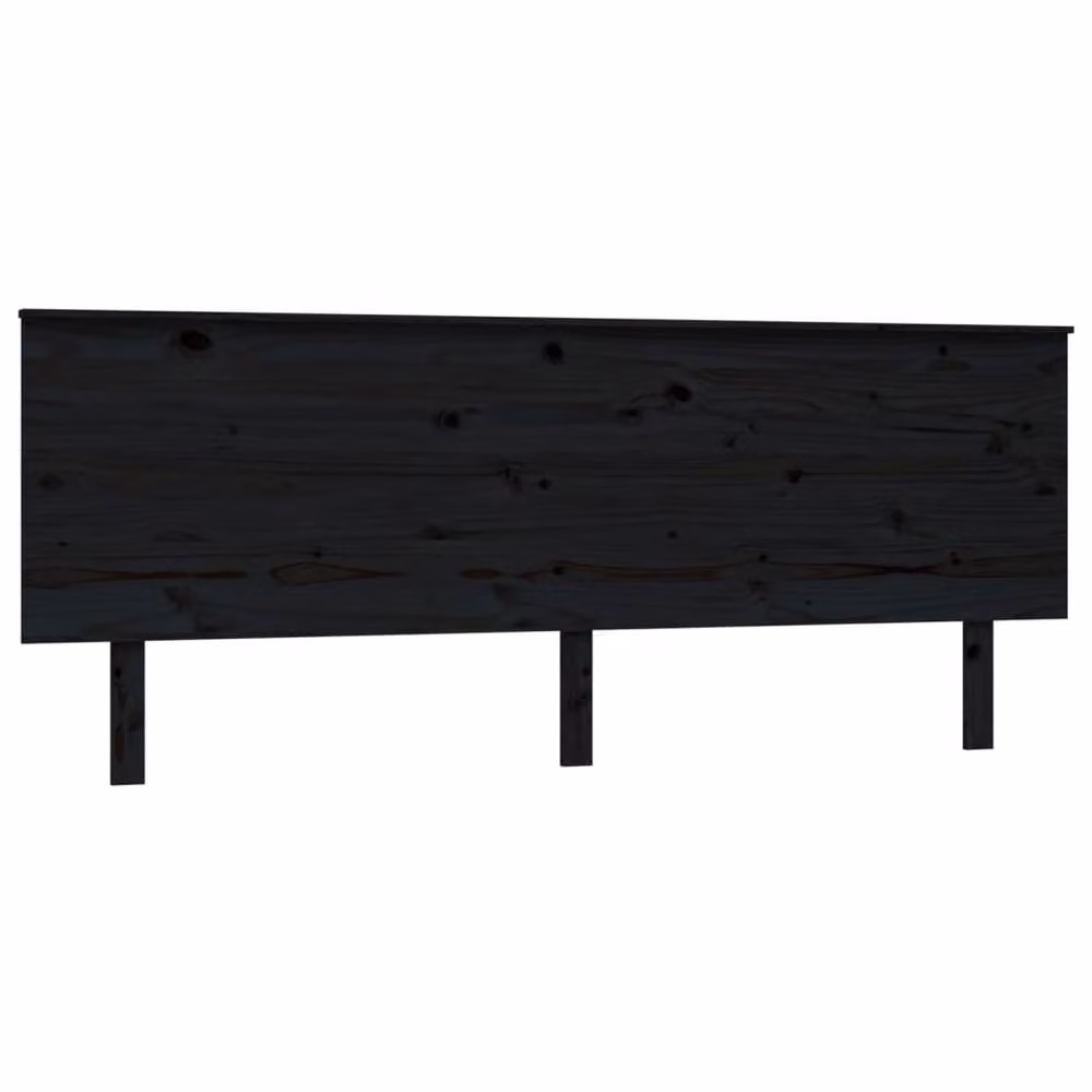 Berkfield Home Beautiful Bed Headboard in Black Solid Wood Pine, W: 204 cm, D: 6 cm, H: 82.5 cm – 3