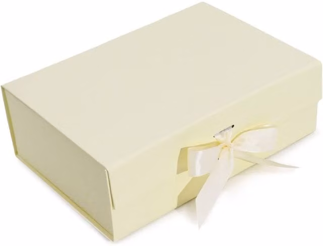 KDMD Large Beige Cardboard Flat Pack Gift Box for Weddings and Birthdays
