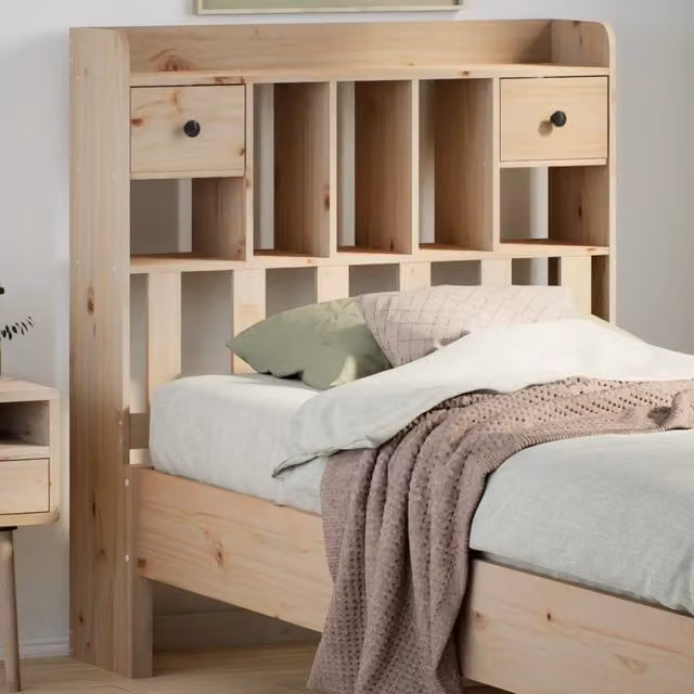 Berkfield Home Solid Wood Pine Headboard with Storage, Brown, 90 cm