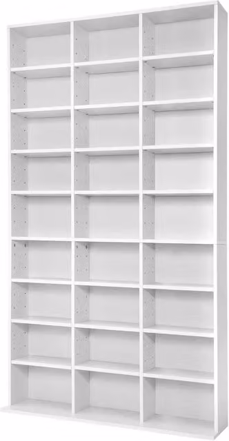 tectake Christel CD Shelf Unit in White with 27 Compartments and Adjustable Shelves
