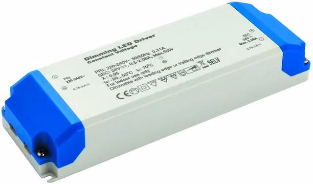 Loops 24V DC 50W Dimmable LED Driver White Plastic Low Voltage Light Power Converter