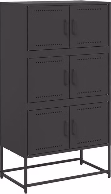 Berkfield Home Industrial Metal Sideboard in Matt Black, W/D/H: 68.5 x 38.5 x 123.5 cm