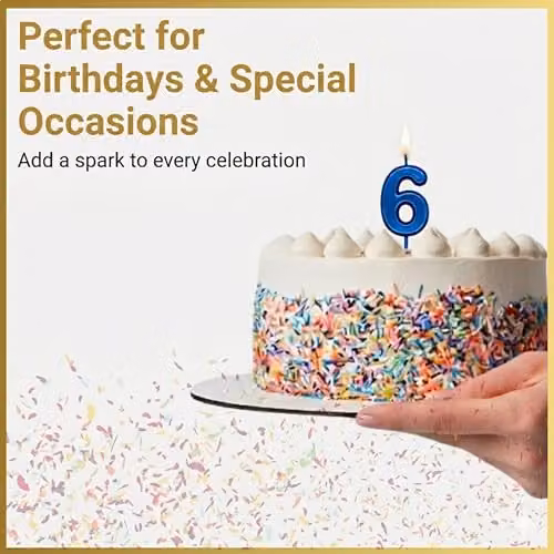 Shatchi Blue Number 6 Birthday Cake Topper Candle – 3