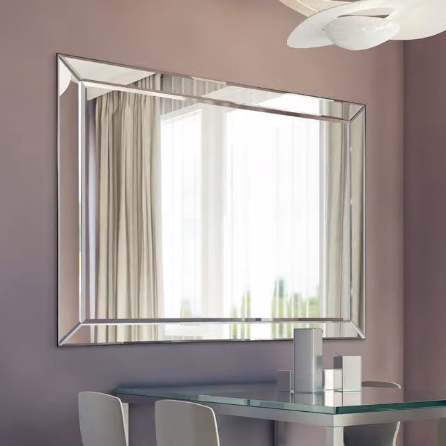MirrorOutlet Thirlmere Venetian Rectangular Wall Mirror in Silver, W: 137 cm, H: 108 cm