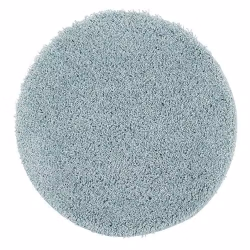 My Rug Denim Blue Round Shaggy Pile Non-Slip Washable Rug, Diameter: 100 cm – 1
