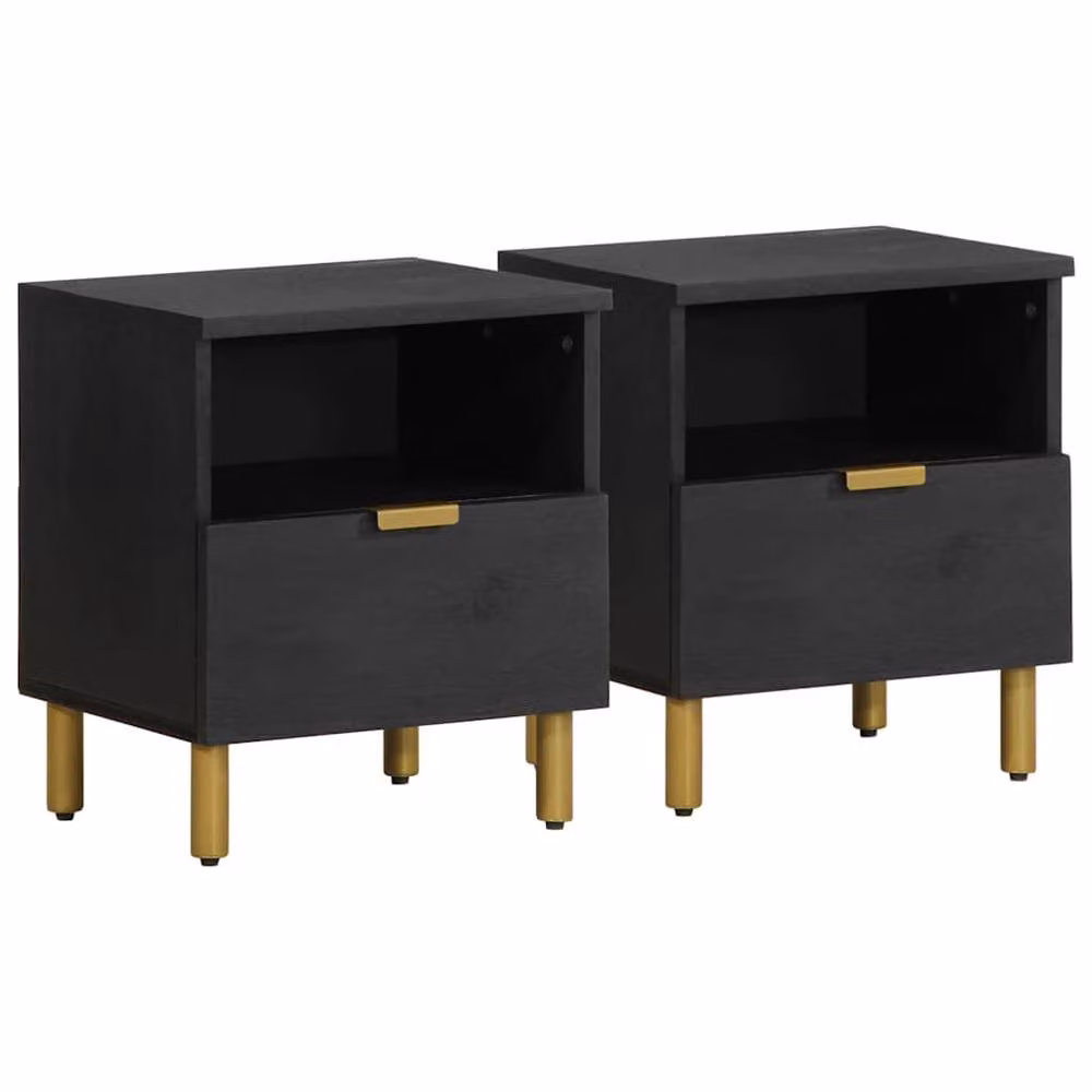 Berkfield Home Classic Bedside Cabinet in Black, W/D/H: 40 x 33 x 46 cm – 2
