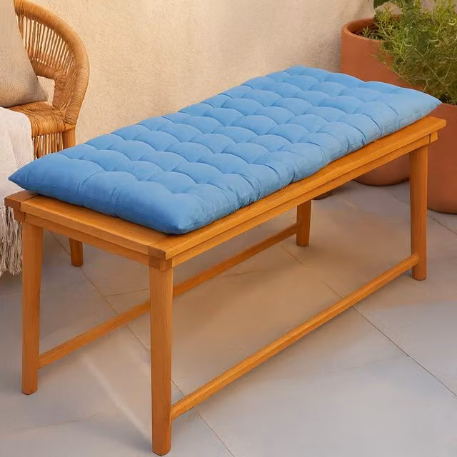 Homescapes Luxury Cotton Garden Bench Cushion in Airforce Blue, Width: 108 cm