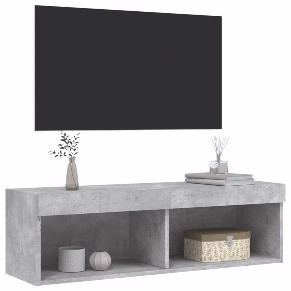 Berkfield Home Modern TV Cabinet with LED Lights in Concrete Grey, W/D/H: 100 x 30 x 30 cm – 5