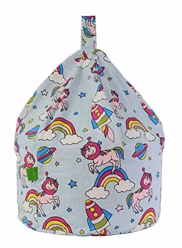 BeanLazy Cotton Space Unicorn Pastel Rainbow Bean Bag for Children, Multicolour