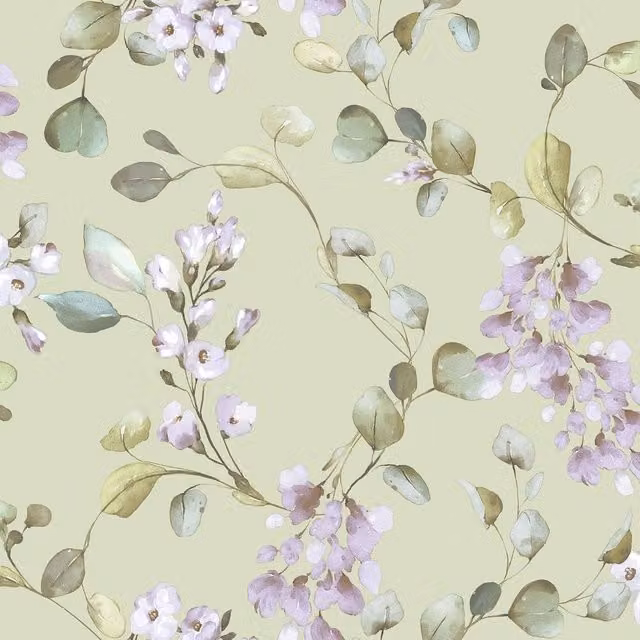 Rasch Rosalie Botanical Floral Wallpaper in Green Matt Finish