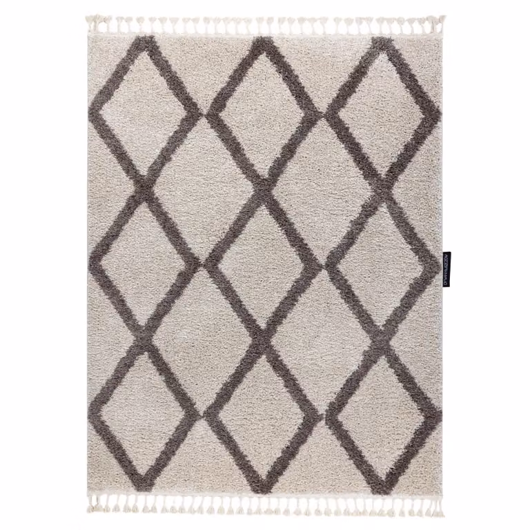 RugsX Berber Geometric Boho Rectangular Rug in Yellow and Grey, W: 80 cm, L: 150 cm