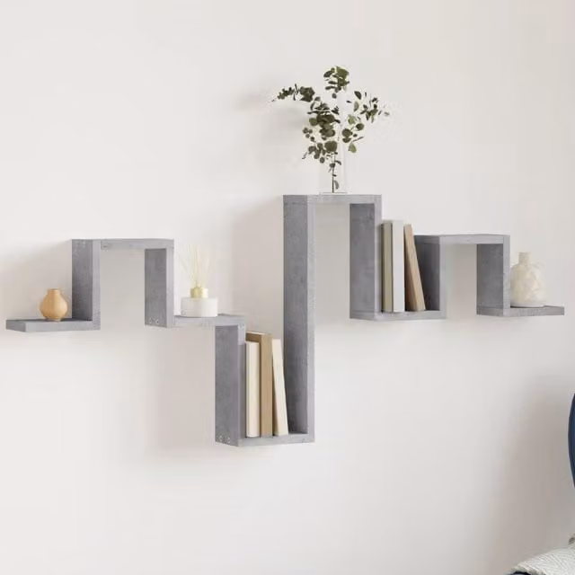 Berkfield Home Wall Mounted Shelf in Concrete Grey, W: 104.5 cm, D: 10 cm, H: 43 cm