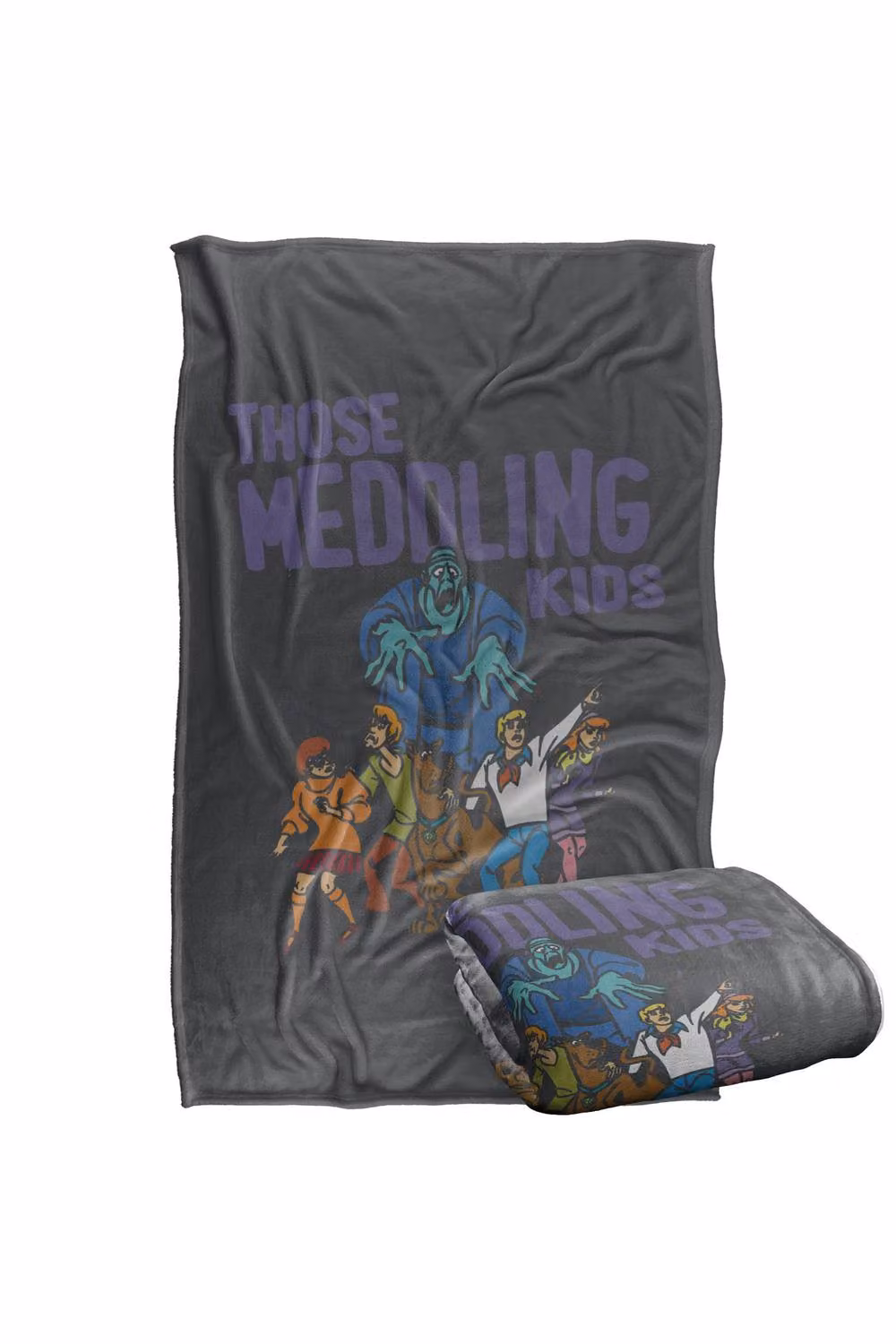 Warner Bros. Scooby Doo The Death M Silky Touch Super Soft Fluffy Polyester Throw Blanket in Grey and Multicolour, Large – 2