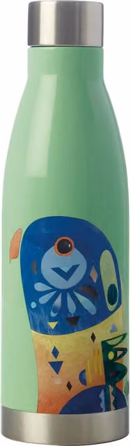 Maxwell & Williams Pete Cromer Lorikeet Double Walled Insulated Bottle, 500ml, Green