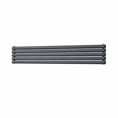UK Radiators Omeara Axis Anthracite Elliptical Tube Horizontal Designer Double Panel Radiator W: 160 cm, H: 29 cm – 2