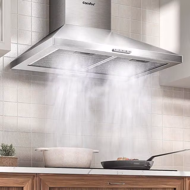 Livingandhome Silver Chimney Range Hood with LED and Recirculation, W: 59.8 cm