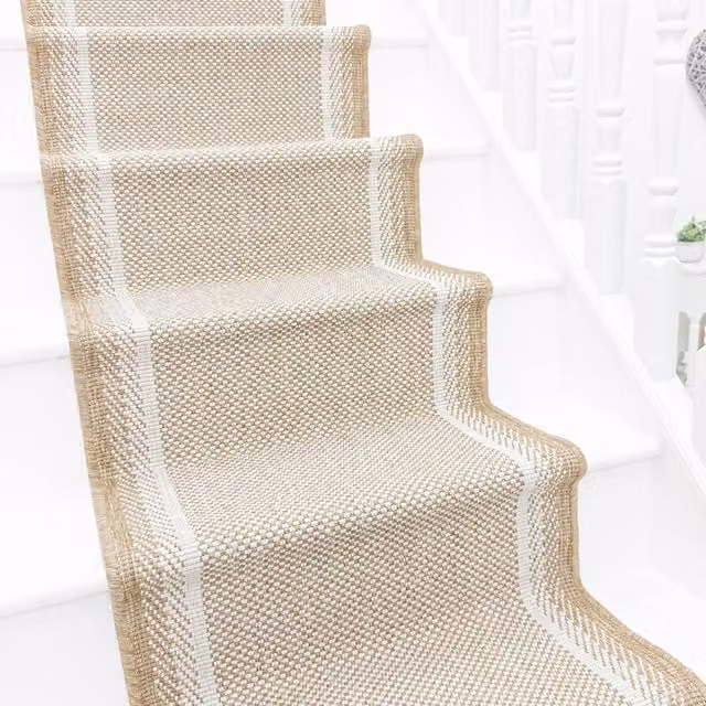 runrug Geo Reversible and Durable Stair Runner Carpet in Brown, W: 60 cm, L: 630 cm