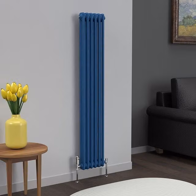 Lux Heat Vertical Coloured Column Radiator in Galaxy Blue, H 150 cm x W 29 cm