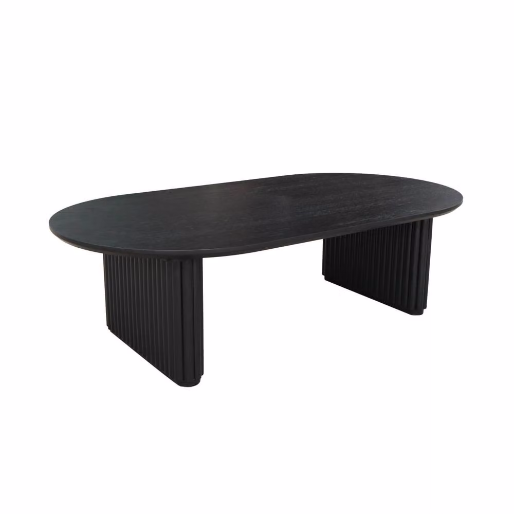 sweeek Oval Coffee Table in Black Oak Veneer and Rubberwood, W/D/H: 65 x 35 x 12 cm – 2