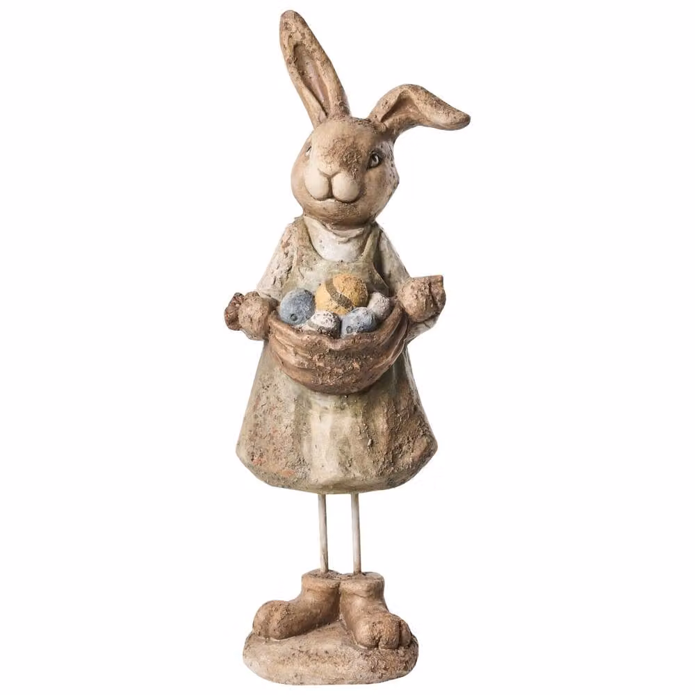 Wyld and Coco Set of 2 Multicolour Ceramic Cottage Easter Bunny Figurines – 3