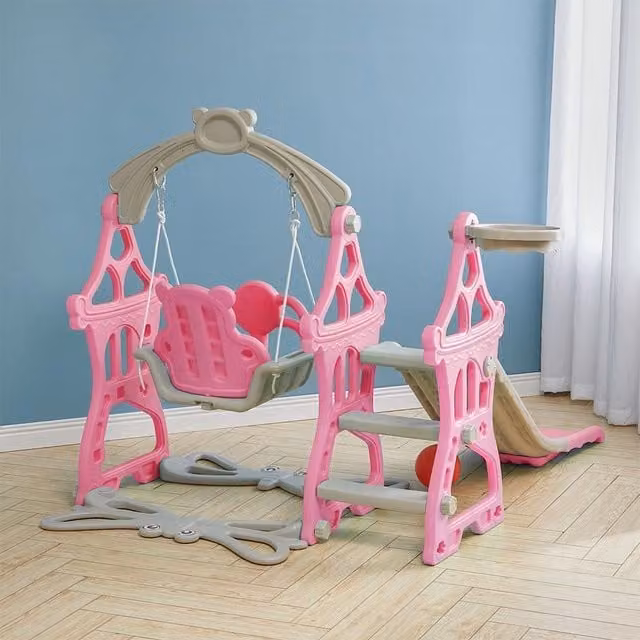Livingandhome Toddler Swing and Slide Set in Pink