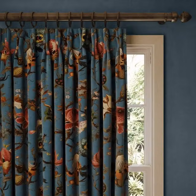 House of Hackney Artemis Opaque Velvet Fabric Panel Curtain in Blue