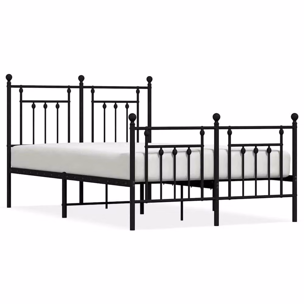 Berkfield Home Metal Bed Frame with Headboard and Footboard in Black, W/D/H: 120 x 200 cm – 3