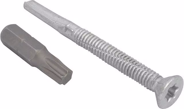 Forgefix Techfast Silver Galvanised Steel Self-Drilling Roofing Screws for Timber with Torx Drive, Diameter: 5.5 mm, Length: 60 mm