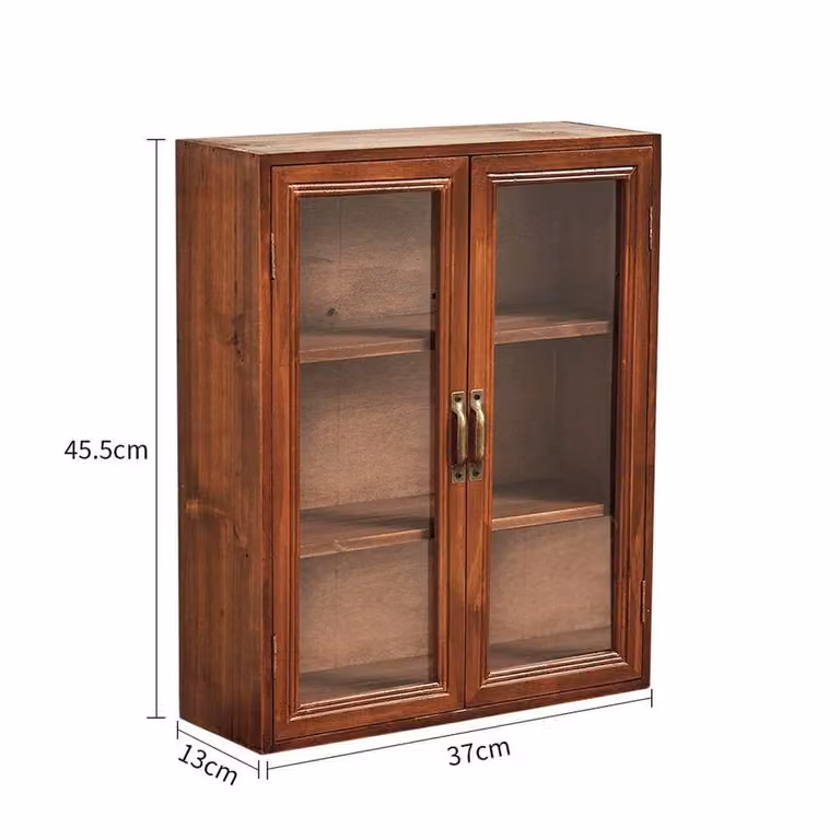 EONLION 3 Tier Wall Mounted Storage Cabinet in Brown with Back Panel