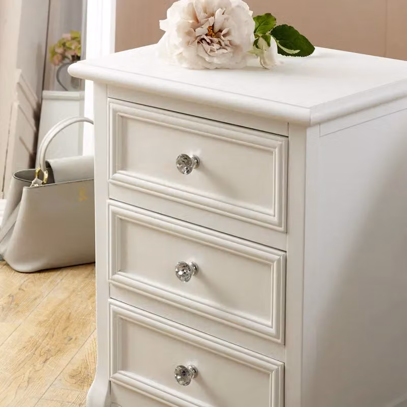 Melody Maison Victoria Range White Lacquered 3 Drawer Wood Bedside Table – 2