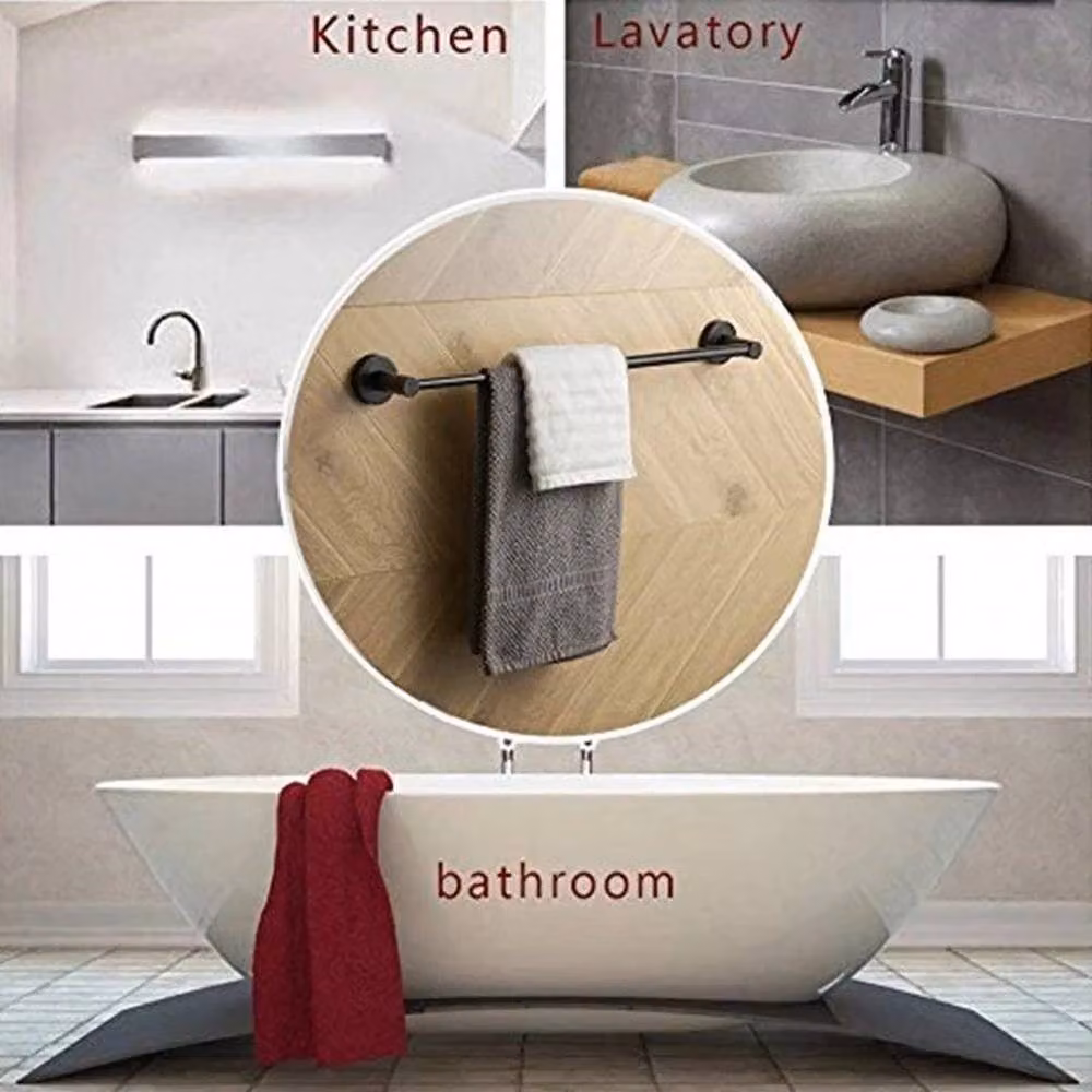 Pawnora Black Stainless Steel Wall Mounted Towel Rail, Width: 37-63 cm – 3