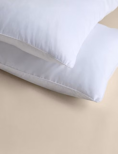 M&S 2 Pack Luxury White Down Alternative Soft Pillows with Breathable Microfibre and Cotton Filling