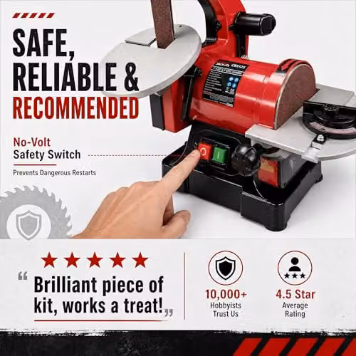 Lumberjack 250W Benchtop Belt and Disc Sander in Red – 10
